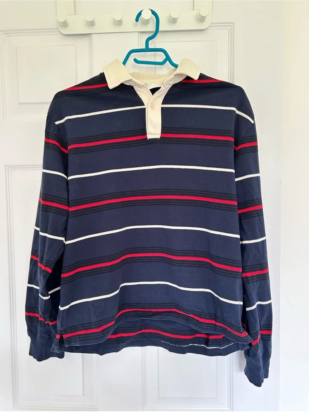 H&M Navy Stripe Rugby Shirt with Red and White Stripes - Picture 2 of 5